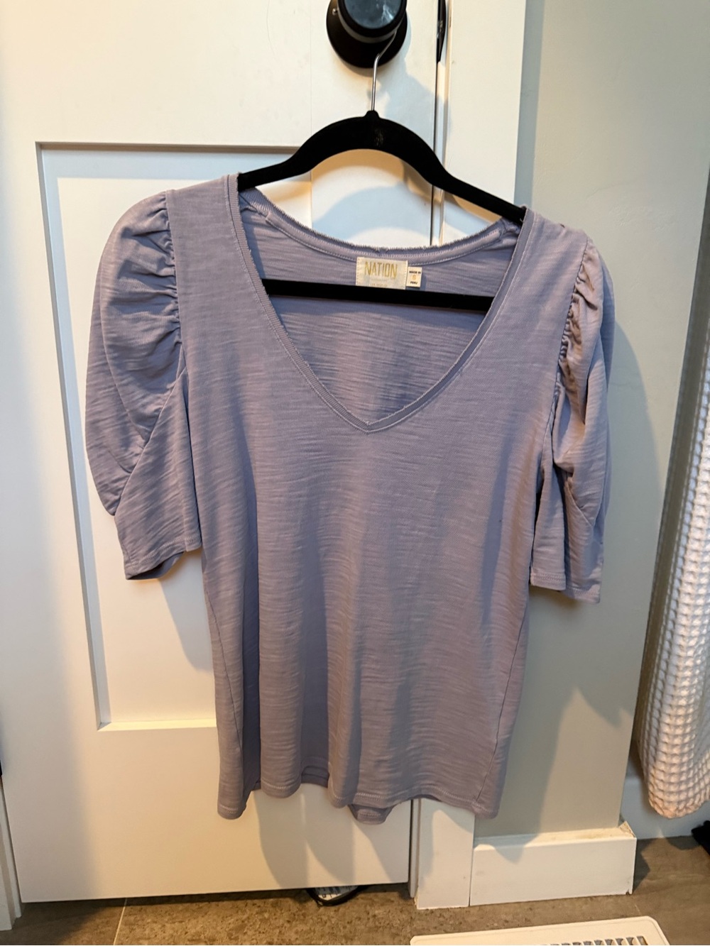Nation LTD Lavender V-Neck Puff Sleeve Tee